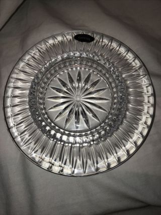 Vintage Crystal Cut Lead Diamond Clear Glass Ashtray 7 Inches - Round