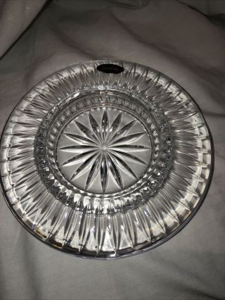 Vintage Crystal Cut Lead Diamond Clear Glass Ashtray 7 Inches - Round 2