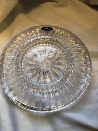 Vintage Crystal Cut Lead Diamond Clear Glass Ashtray 7 Inches - Round 3