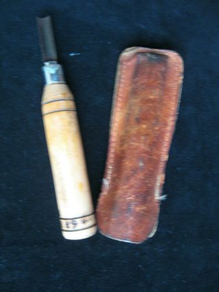 Vintage & Unique Wood Carving Tool Signed 6 O.  Buckner With Leather Pouch Nr
