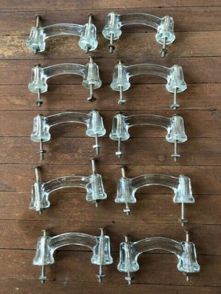 Ten (10) Vintage 1940’s /1950’s Glass 3 - Inch Drawer Pull Knob W/ Bolts