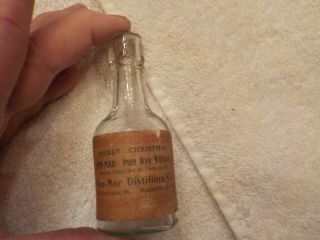 Vintage Mini Whiskey Bottle Merry Christmas Pen Mar Distilling Co.  Hagerstown M