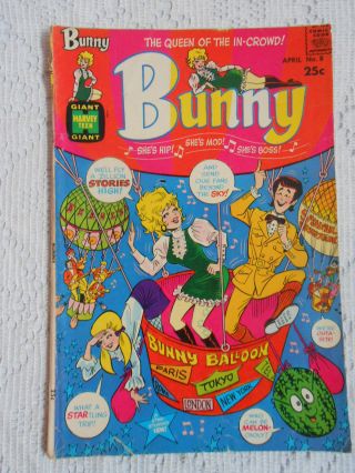 Harvey Pub.  Bunny 1969 Vol.  1 No.  8 Comic Book Vintage Collectable 2.  0 Gd