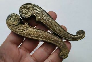 2 Vintage Solid Brass Door Lever Handles