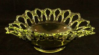 Vintage Westmoreland Green Glass Open Doric Lace Edge Oval Centerpiece Bowl 13″