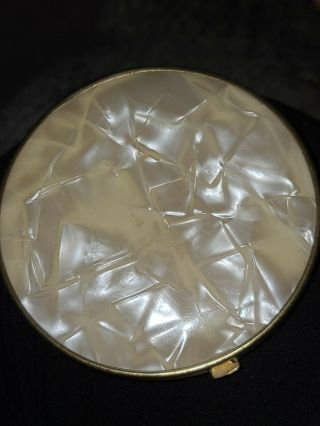 Vintage 50s Max Factor ? Cream Puff Goldtone Real Mother Of Pearl Mirror Compact