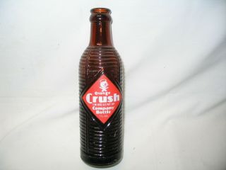 Vintage Brown Glass Orange Crush 7 Oz.  Company Bottle