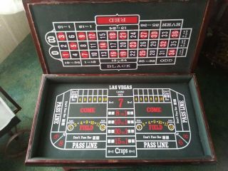 Vintage 3 - In - 1 Casino Table Top Board Blackjack,  Craps & Roulette 31 " X 17.  5 "