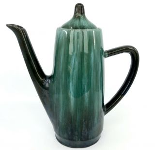 Blue Mountain Pottery Coffee Pot Bmp Teapot 1960s Slim Green Glaze Label Vintage
