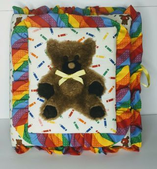 Vintage Teddy Bear Homemade Fabric Rainbow Baby Photo Album/scrapbook