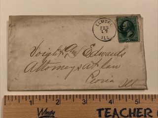 Early George Washington 3 Cent Stamp Green Vintage Envelope Elmore Il