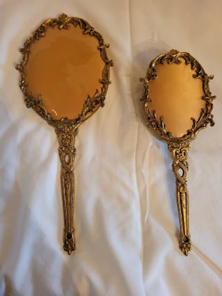 Vintage Vanity Set - Handheld Mirror And Brush