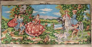 Royal Paris Vintage Needlepoint Tapestry Canvas French Romantic Pastoral Scene