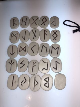Vintage Stoneware Clay Rune Set