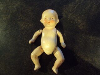Vintage Antique Jointed Baby Doll Small Ceramic/porcelain Made In Japan 3.  5 "