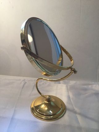 Vintage Brass Make Up Mirror With Swiveling Face
