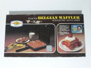 Vintage Nordic Ware Belgian Waffler Stove Top Waffle Iron W/ Temp Gauge Usa Made