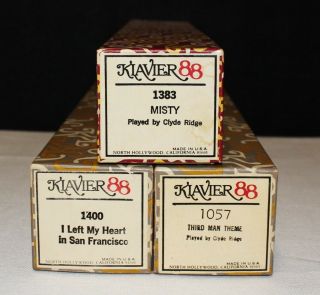 Set Of 3 Assorted Klavier 88 Vintage Player Piano Rolls In Boxes
