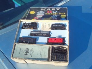 Marx Ho Gauge Vintage Steam Locomotive Freight Car Train Set & Box Postwar 17525