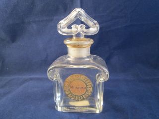 Baccarat Logo Guerlain Mitsouko Perfume Bottle Crystal Empty 4 7/8 " Tall