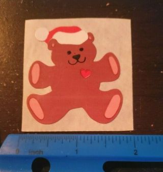 Vintage 1 Sandylion Teddy Bear Sticker With Santa Hat 2 "