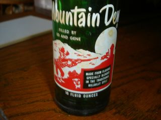 Vintage Mountain Dew Hillbilly Pop Soda Bottle Green By Ed And Gene 10 Oz