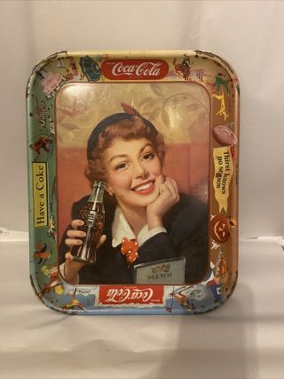 Coke Coca Cola Tray Vintage 1953 Thirst Knows No Season " Menu Girl "