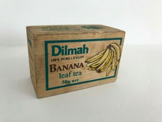 Vintage Wood Tea Box Dilmah Banana Leaf Tea Pure Ceylon