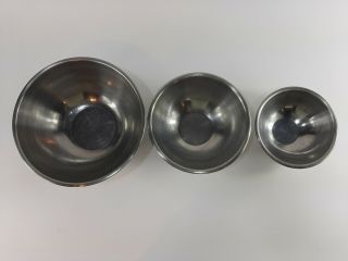 Vintage Ekco Eterna Stainless Steel Bowls Set Of 3 Mixing 4 Qt 2 Qt & 1qt