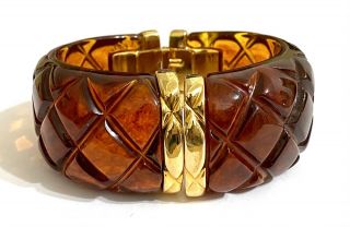 Vintage Gorgeous Quilted Lucite “the Look Of Real” Kenneth Lane Kjl Bracelet