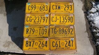 (21) Vintage Yellow Pennsylvania License Plates From The 1980 
