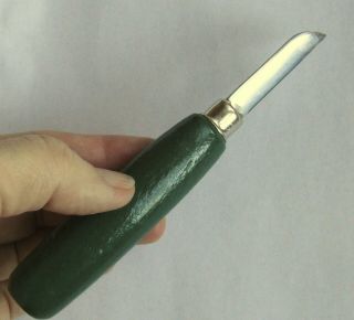 Bdm Buffalo Dental Co 7 Vintage Usa Made Fixed Blade Knife W/ Green Wood Handle
