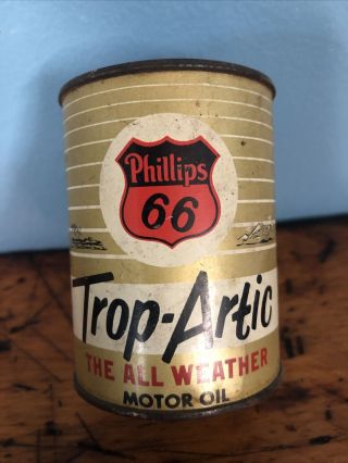 Vintage Phillips 66 Trop - Artic Motor Oil Can Bank 2 - 3/4 " Inch Tall X 2 " Dia.