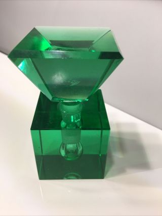 Irice Glass Art Deco Green Perfume Bottle
