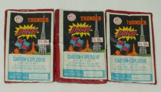3 Vintage Firecracker Pack Labels 1 1/2 - 16s Thunder Bomb