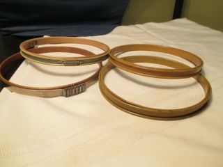 Four 6 " Vintage Metal And Wood Embroidery Hoops Sewing Needle Point