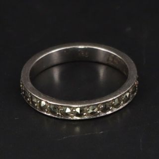 Vtg Sterling Silver 935 - Marcasite Infinity Eternity Band Ring Size 5.  5 - 1.  5g