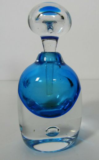 Dansk Cobalt Blue Art Glass Perfume Bottle With Glass Stem 5.  5 "