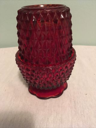 Vintage Indiana Red Flash Fairy Lamp 5.  25 " Diamond Point