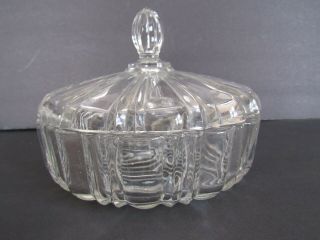 Vintage Anchor Hocking Old Cafe Clear Glass Candy Dish W/lid No Chips Or Cracks