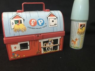 Fisher Price 549 Barn And Silo Lunch Box And Thermos Set Vintage 1962