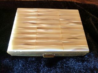 Vintage Agme Made In Switzerland Mother Of Pearl Makeup Box Powder Compact