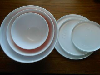 Vintage Charm Inspired By Pyrex Set Of 3 Mixing Bowls W/lids Tickled Pink
