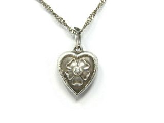 Vintage Sterling Silver Tudor Rose Puffy Heart Charm – Engraved Zoe