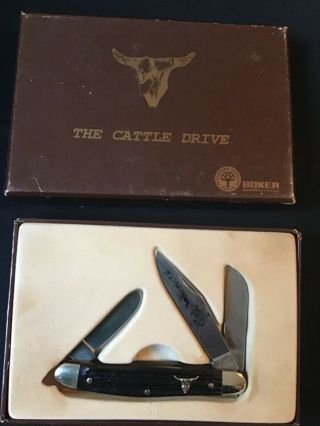 Vintage Boker Pocket Knife Made In Solingen Germany Bone Handles