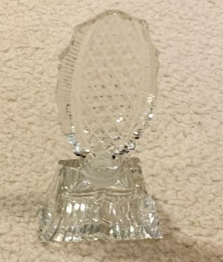 Vintage Crystal Perfume Bottle With Ornate Stopper And Base 5.  5 " X 2.  5 " X 1.  5 "