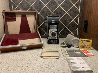 Vintage Polaroid Land Camera Model 110b With Accessories And Case - Not
