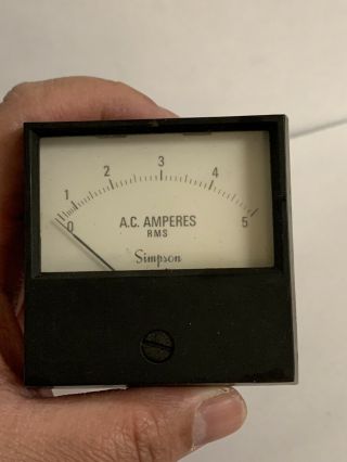 Vintage Simpson Electric Ac Amperes Panel Meter Gauge Amp Gauge 0 - 5 Amps