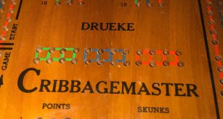 Vintage Drueke Cribbagemaster 3 Track Cribbage Board Model 1950 - No Instructions