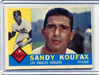 1960 Topps Vintage Baseball Card Sandy Koufax Los Angeles Dodgers 343 Hof Vg/ex